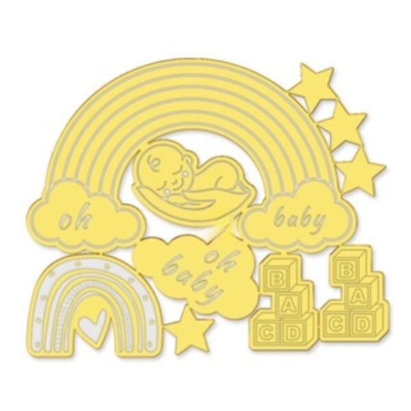 Aclyric Cake Toppers (12) Baby Shower Oh Baby Rainbow Set