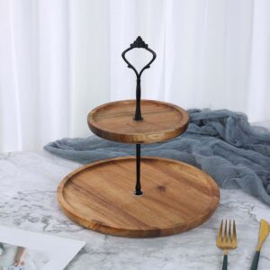 2 Tier Acacia Wood Cupcake Stand