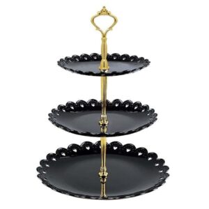 Elegant Black and Gold Round 3 Tier Cupcake Stand