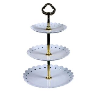 Elegant White and Gold Round 3 Tier Cupcake Stand