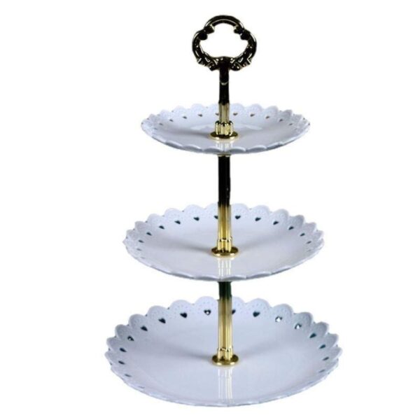 Elegant White and Gold Round 3 Tier Cupcake Stand