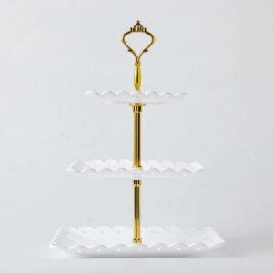 Elegant White and Gold Square 3 Tier Cupcake Stand