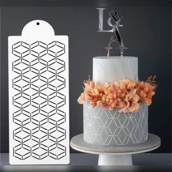 Plastic Geometric Rhombus Cake Stencil