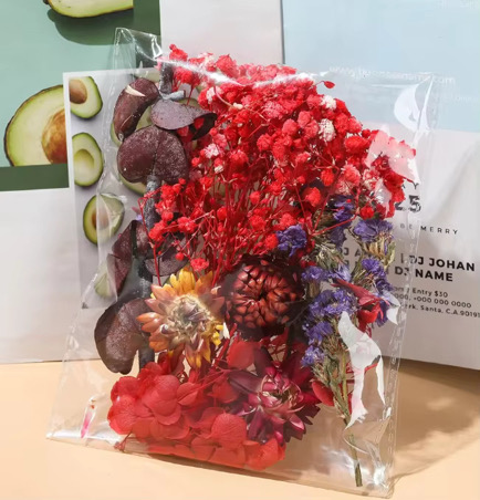 Red Rustic Dried Artificial Assorted  Flowers