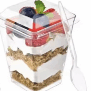 160ml Clear Dessert Cup with  Lid and Spoon