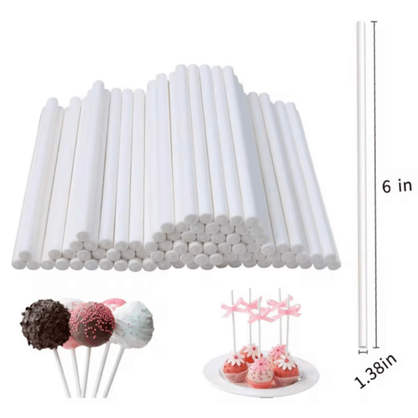 6inch White Paper Cake Pop/ Lollipop Sticks